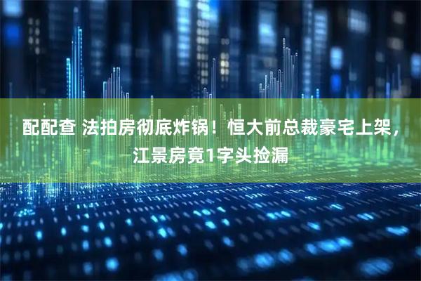 配配查 法拍房彻底炸锅！恒大前总裁豪宅上架，江景房竟1字头捡漏